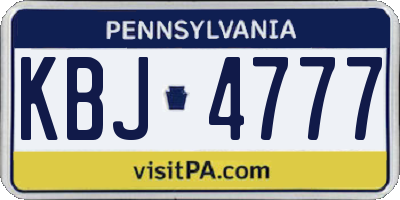 PA license plate KBJ4777