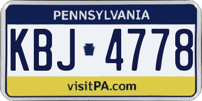 PA license plate KBJ4778