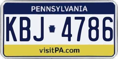 PA license plate KBJ4786