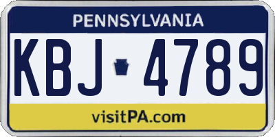 PA license plate KBJ4789