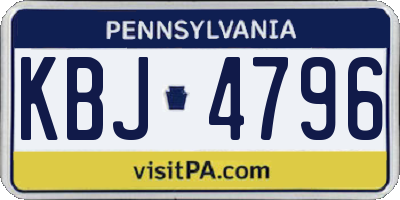 PA license plate KBJ4796