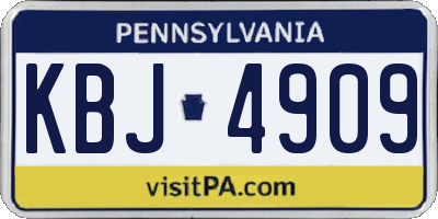 PA license plate KBJ4909