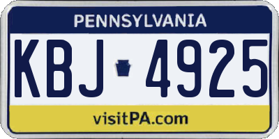 PA license plate KBJ4925
