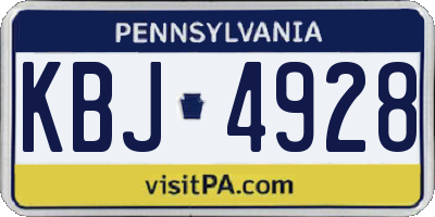 PA license plate KBJ4928