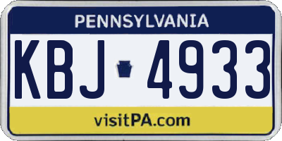 PA license plate KBJ4933