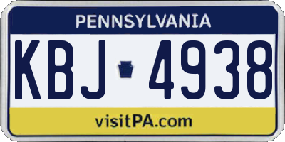 PA license plate KBJ4938