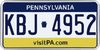 PA license plate KBJ4952