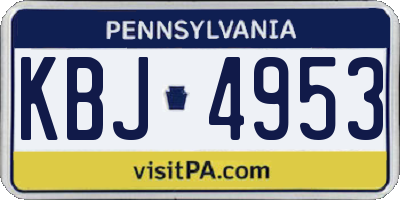 PA license plate KBJ4953