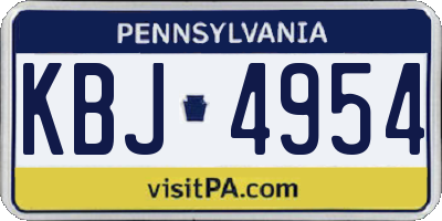 PA license plate KBJ4954