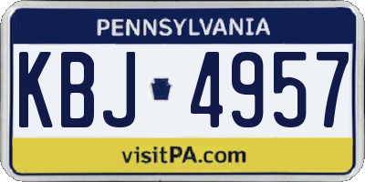PA license plate KBJ4957