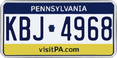 PA license plate KBJ4968