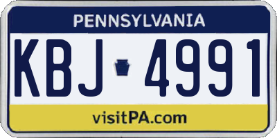 PA license plate KBJ4991