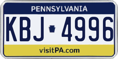 PA license plate KBJ4996
