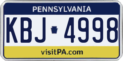 PA license plate KBJ4998