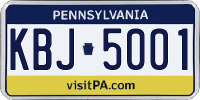 PA license plate KBJ5001