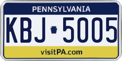 PA license plate KBJ5005