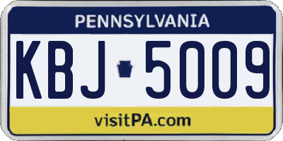 PA license plate KBJ5009
