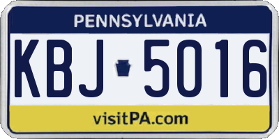PA license plate KBJ5016