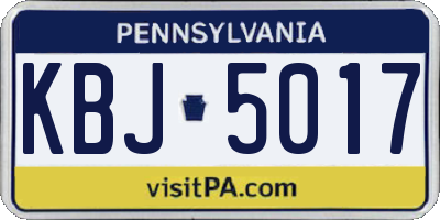 PA license plate KBJ5017