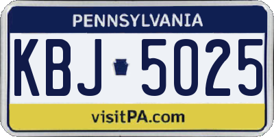 PA license plate KBJ5025