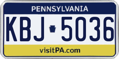 PA license plate KBJ5036