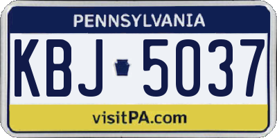 PA license plate KBJ5037