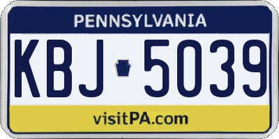 PA license plate KBJ5039