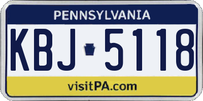 PA license plate KBJ5118