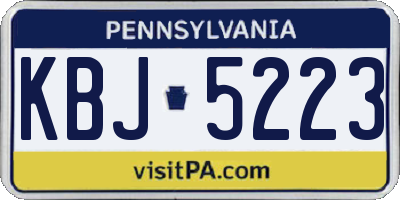 PA license plate KBJ5223