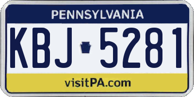 PA license plate KBJ5281