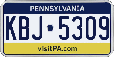 PA license plate KBJ5309