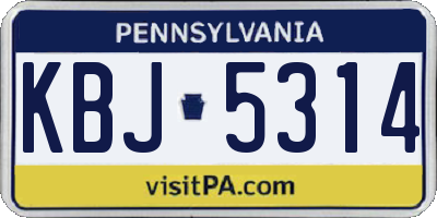 PA license plate KBJ5314
