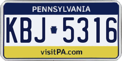 PA license plate KBJ5316