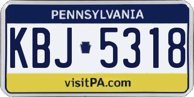 PA license plate KBJ5318