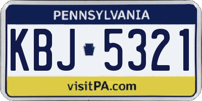 PA license plate KBJ5321