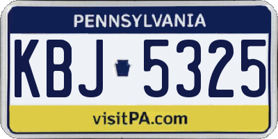 PA license plate KBJ5325