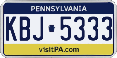 PA license plate KBJ5333