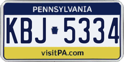 PA license plate KBJ5334
