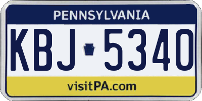 PA license plate KBJ5340