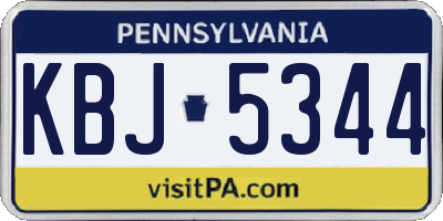 PA license plate KBJ5344