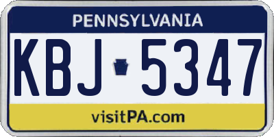 PA license plate KBJ5347