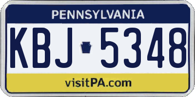 PA license plate KBJ5348