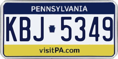 PA license plate KBJ5349