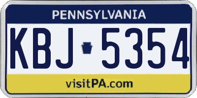 PA license plate KBJ5354