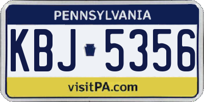 PA license plate KBJ5356