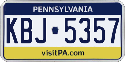 PA license plate KBJ5357