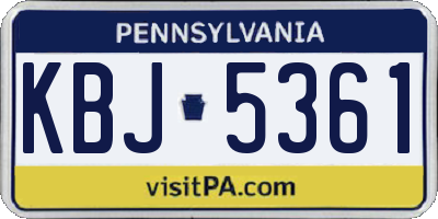 PA license plate KBJ5361