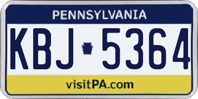 PA license plate KBJ5364
