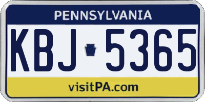PA license plate KBJ5365