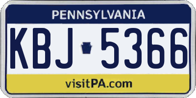 PA license plate KBJ5366
